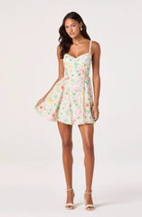 Green pink floral