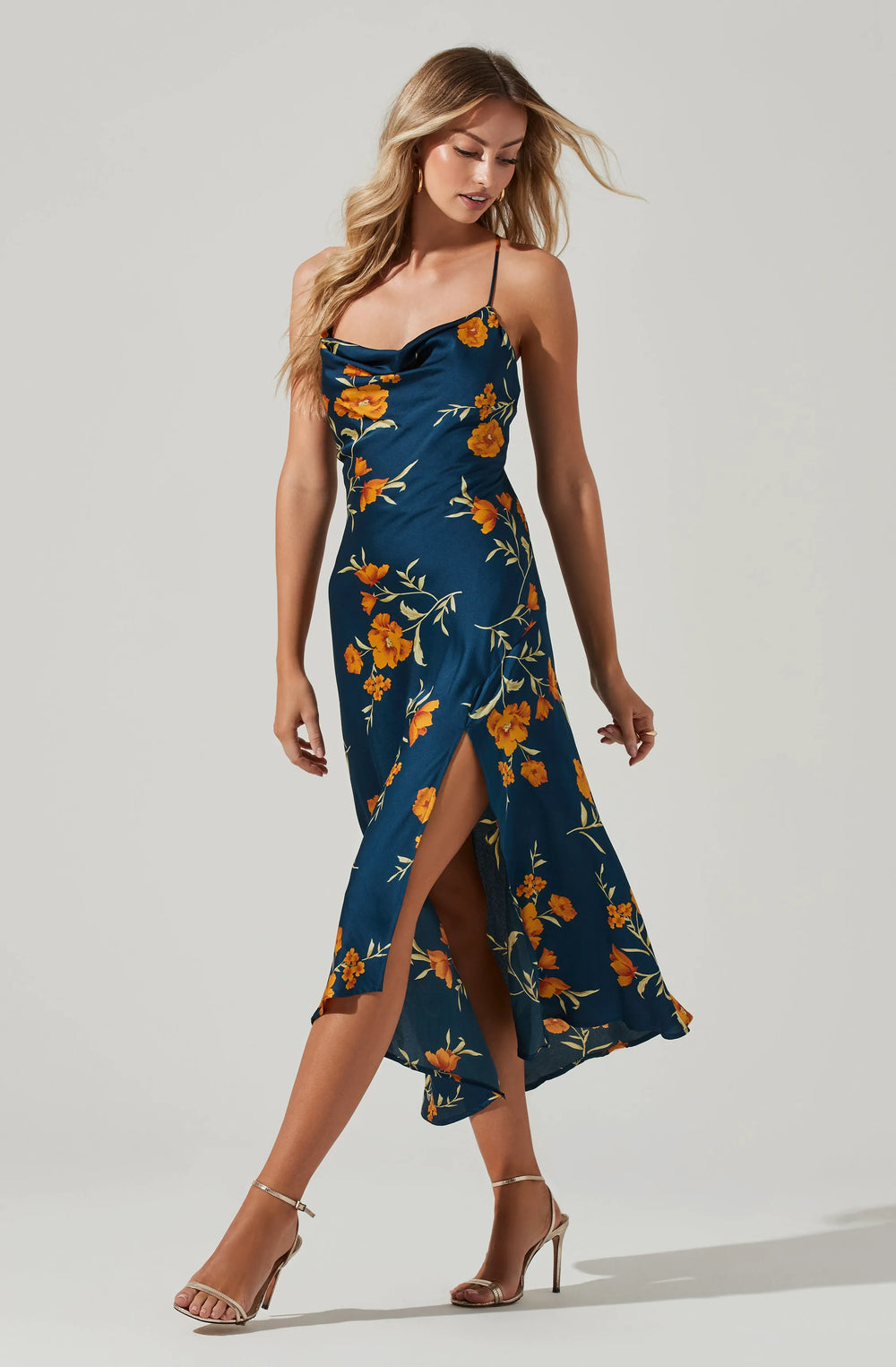 Dark Teal-Gold Floral