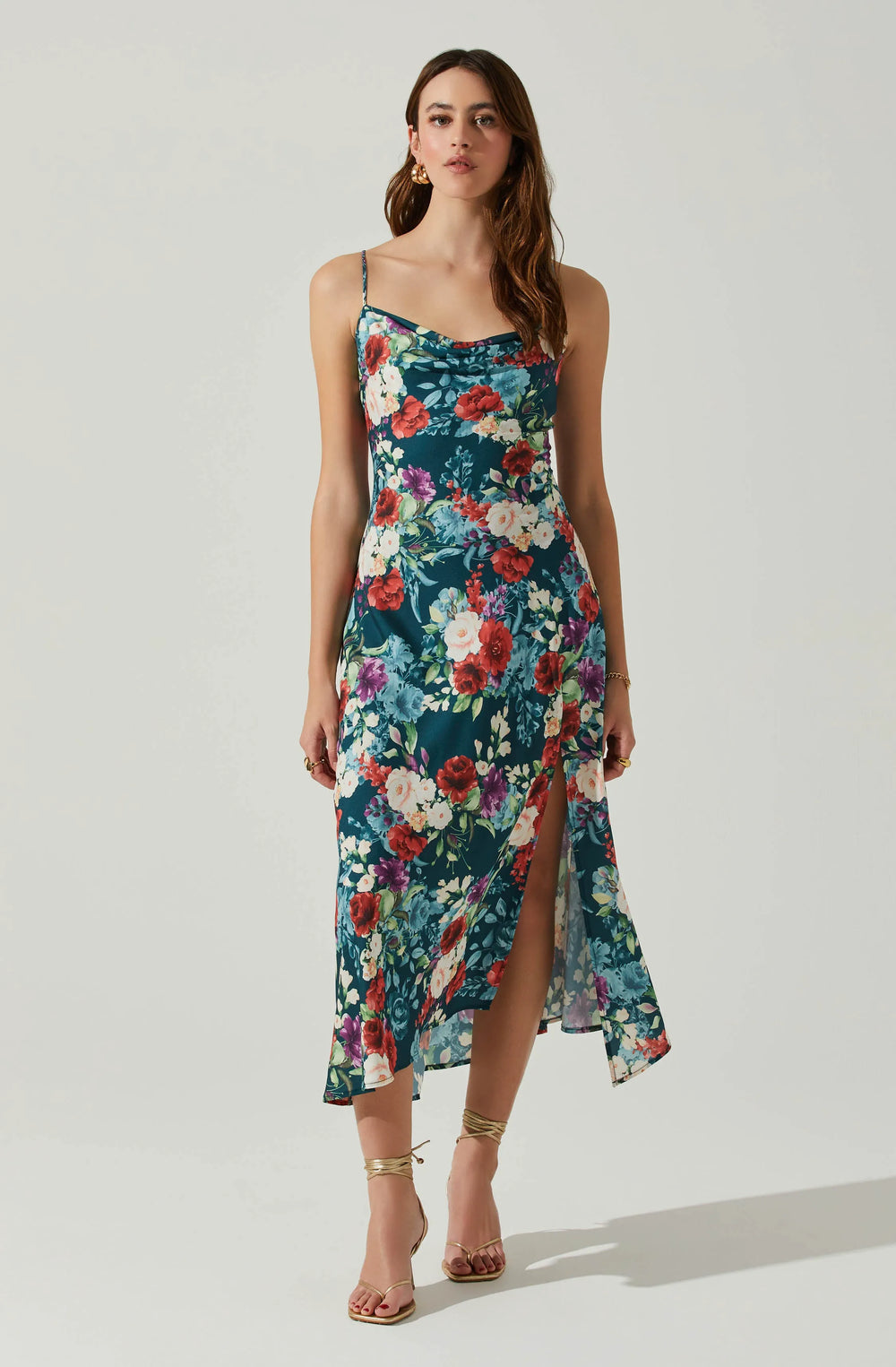 Green red floral