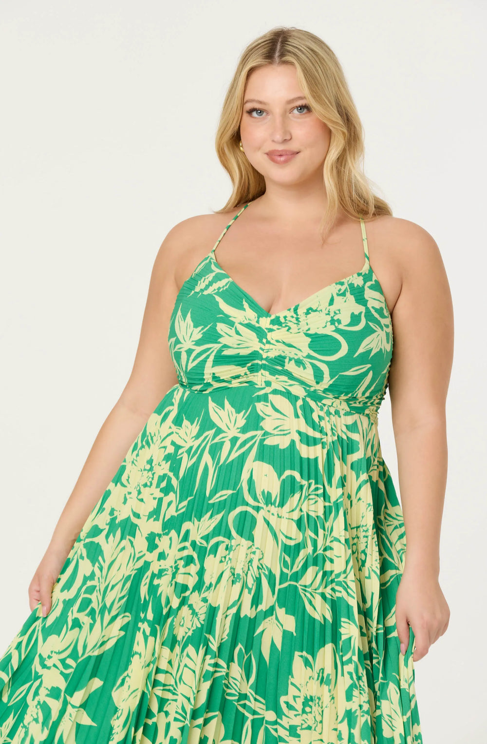 Plus Size - Green lime floral