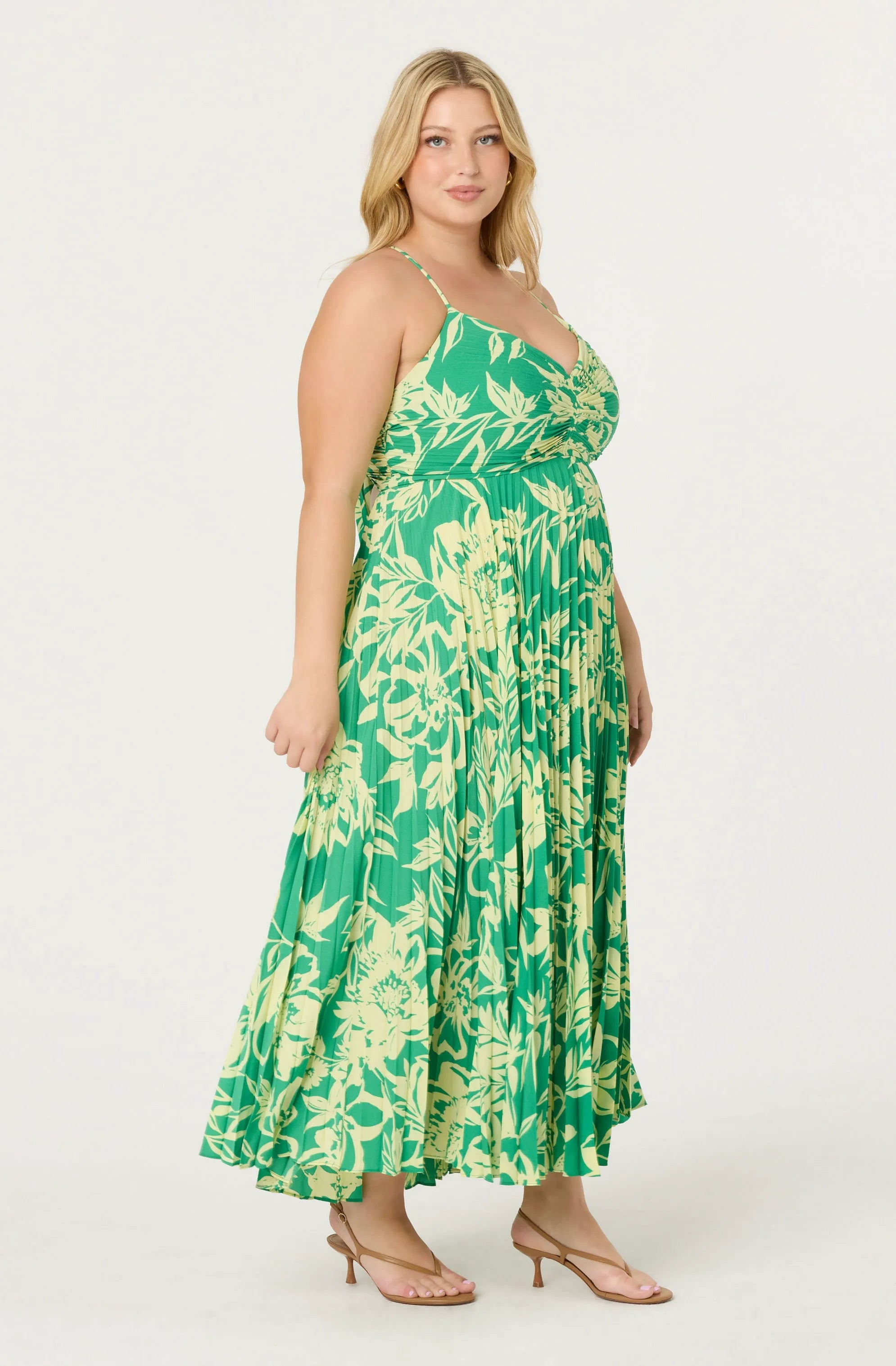 Plus Size - Green lime floral