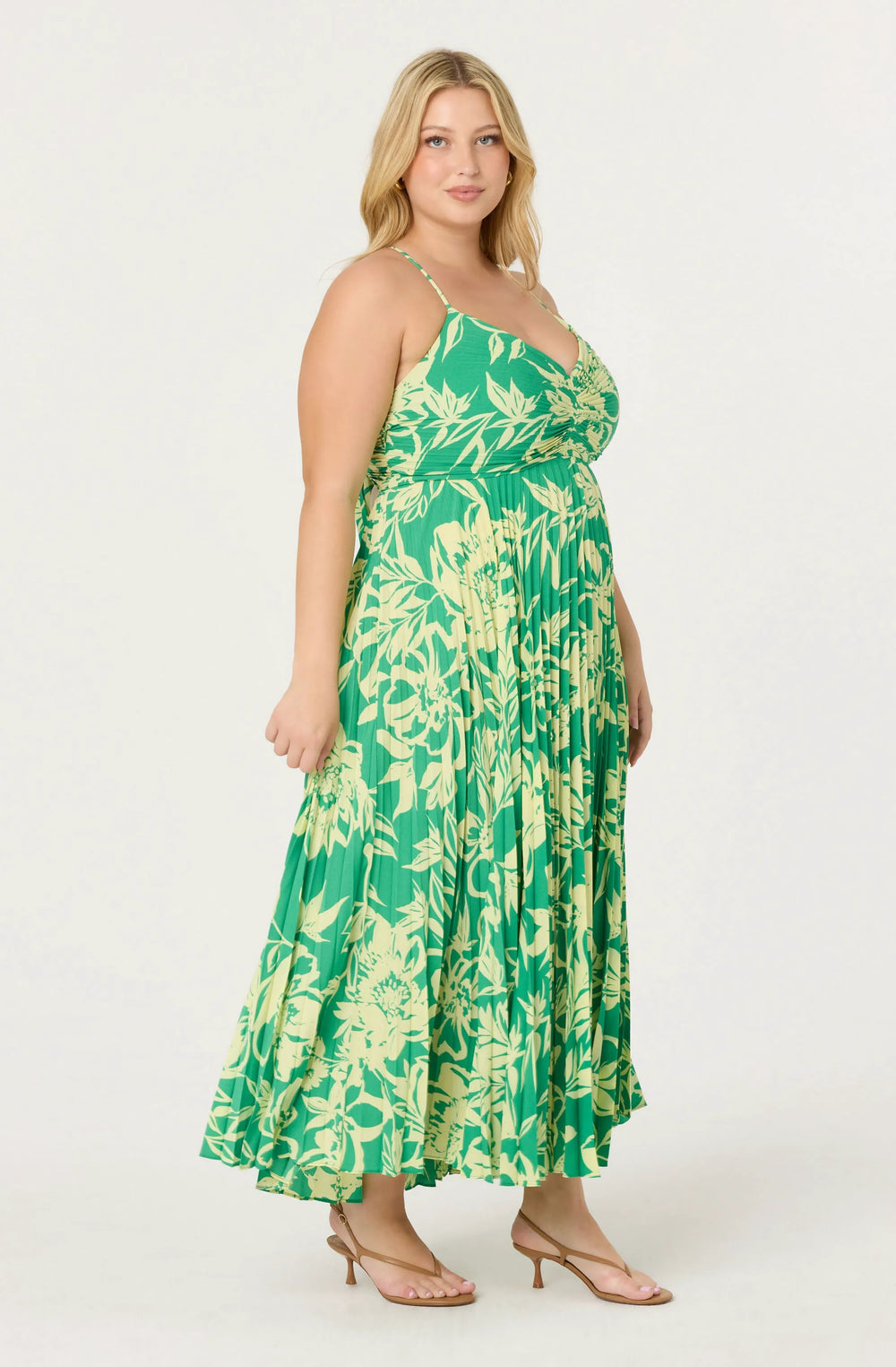 Plus Size - Green lime floral