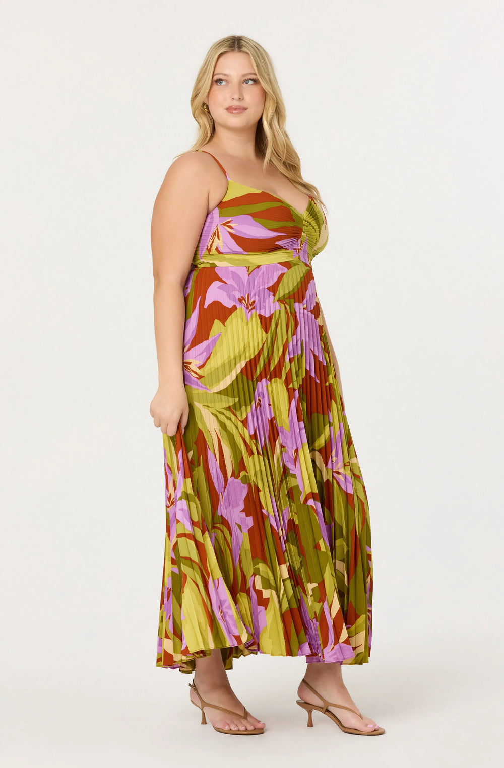 Plus Size - Green rust floral