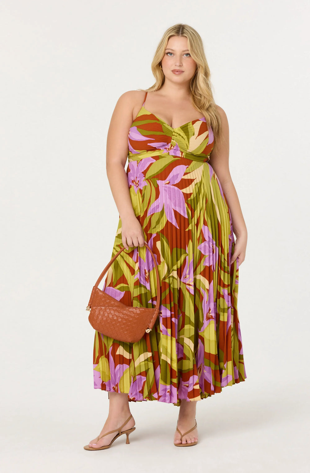 Plus Size - Green rust floral