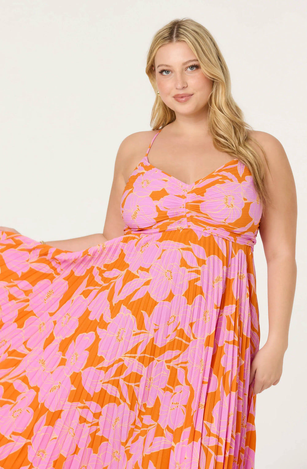 Plus Size - Orange purple floral