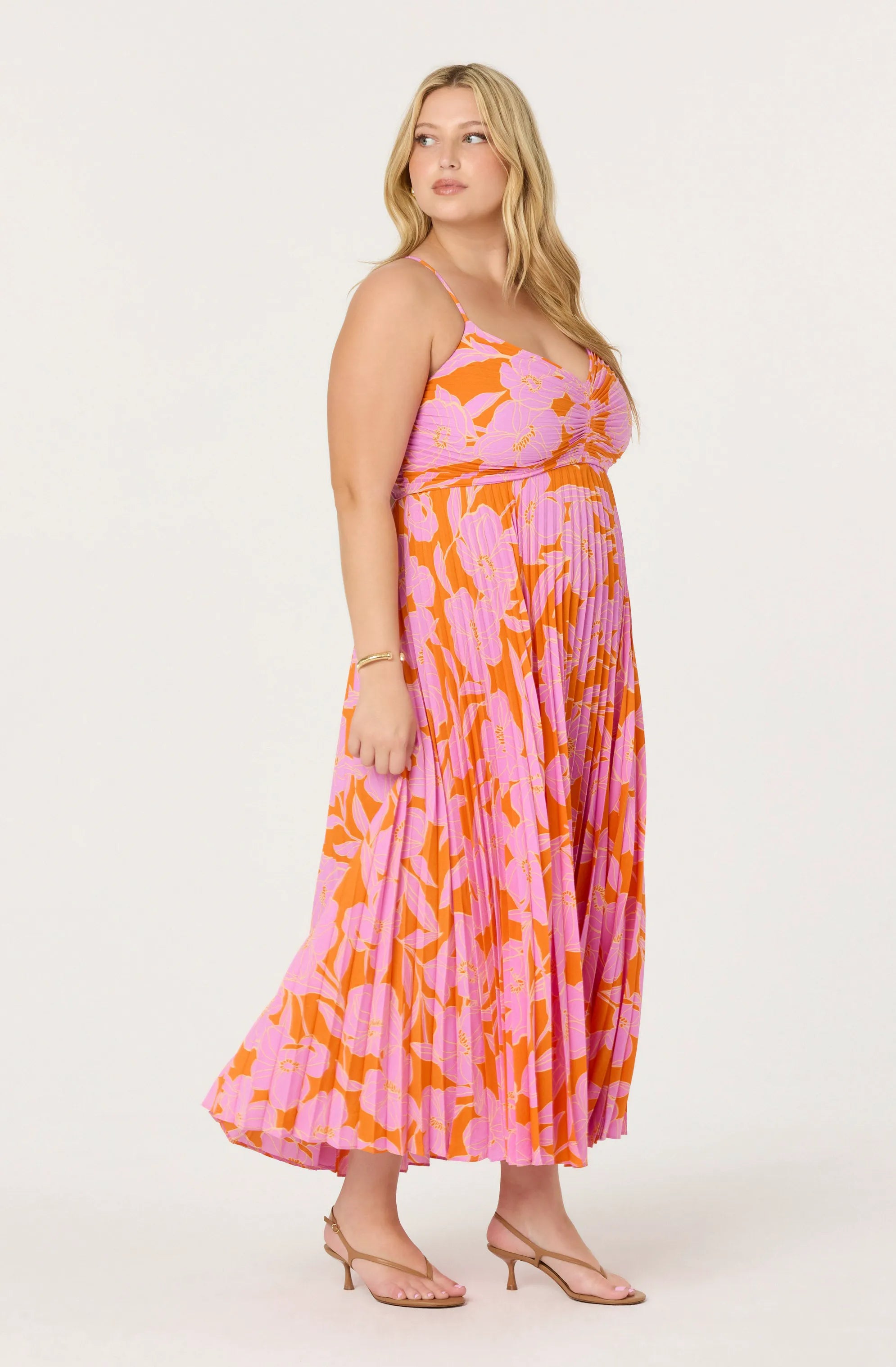 Plus Size - Orange purple floral