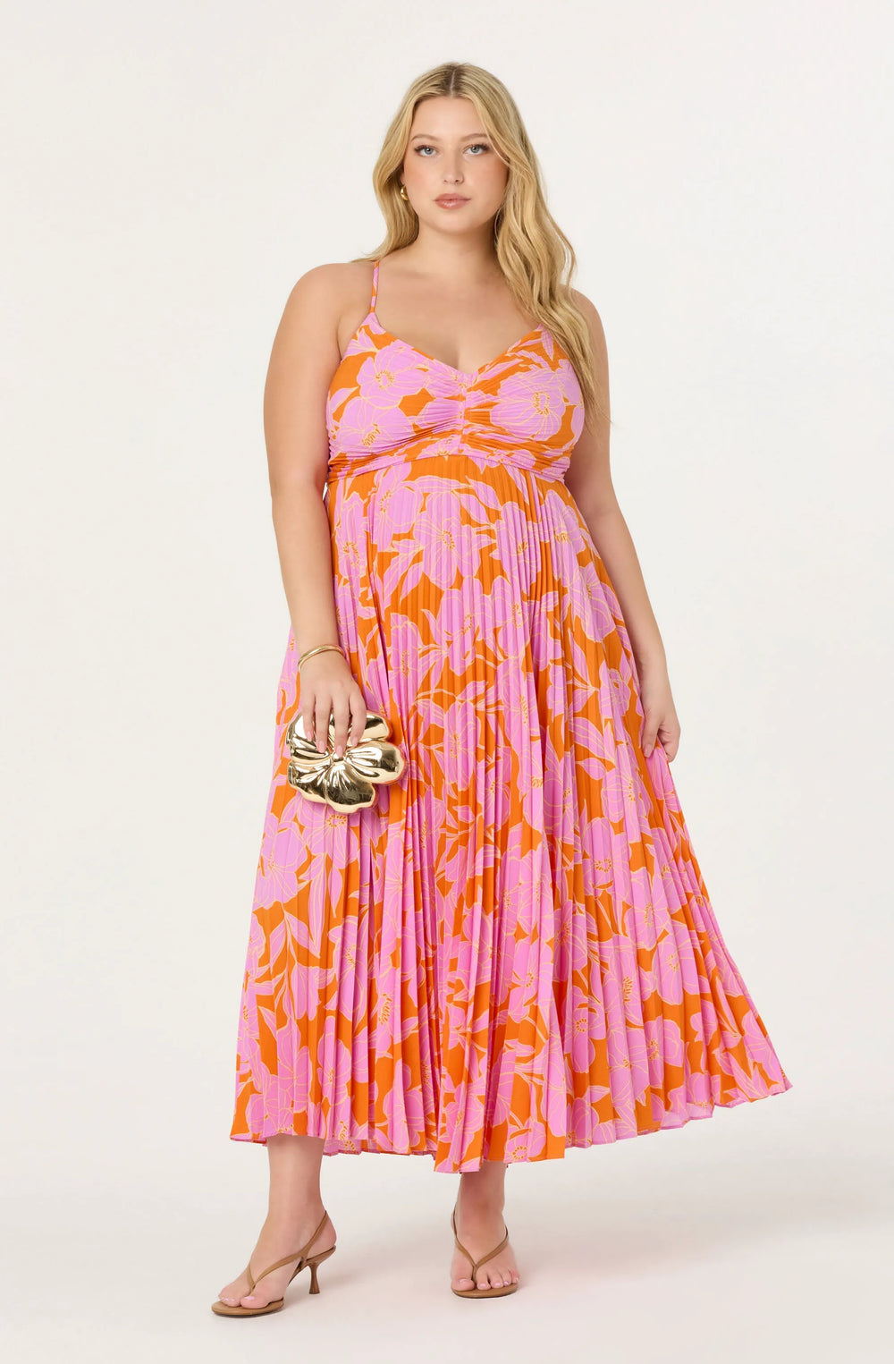Plus Size - Orange purple floral