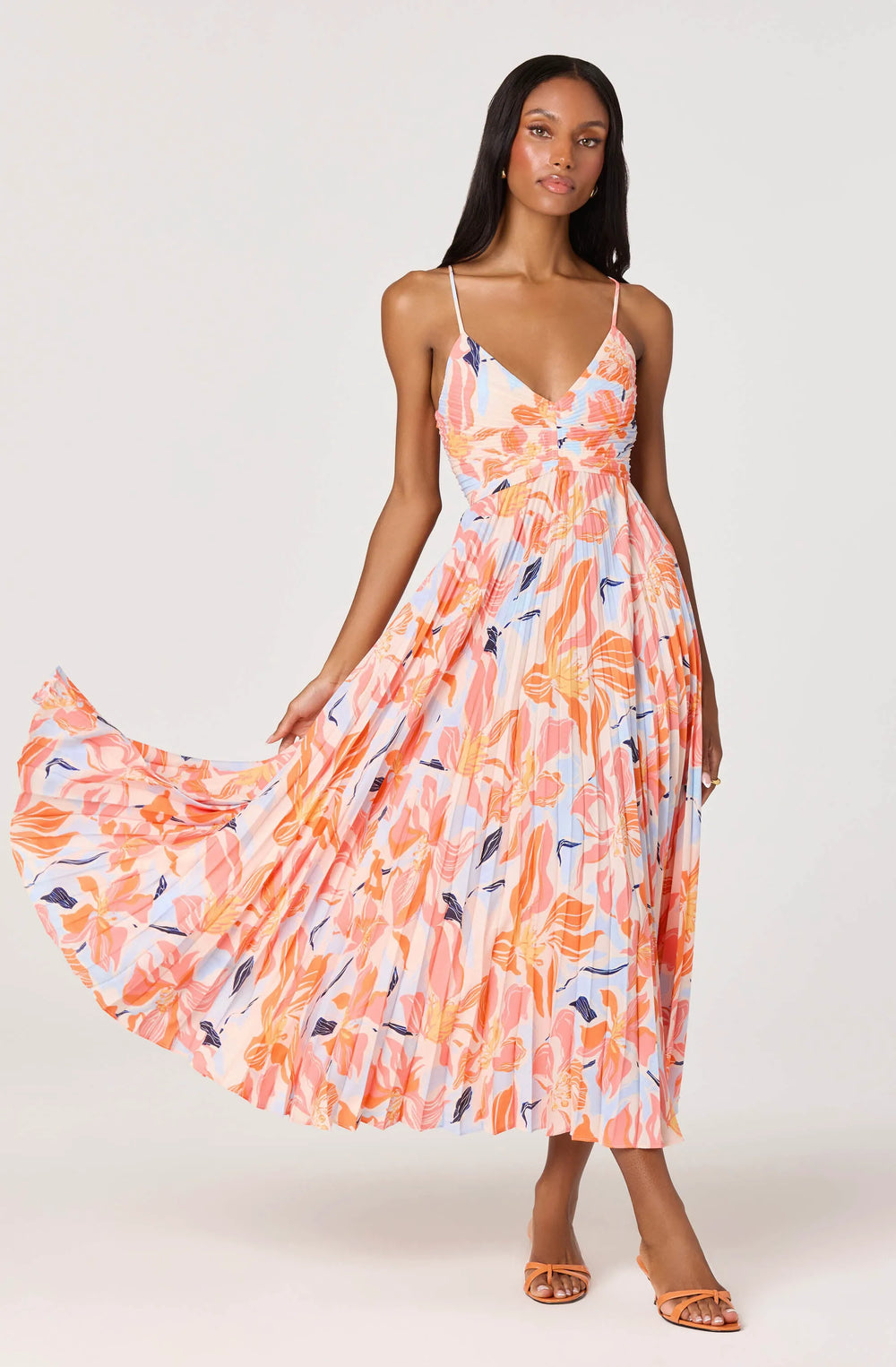 Orange blue floral
