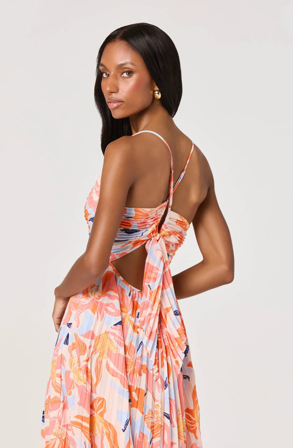 Orange blue floral