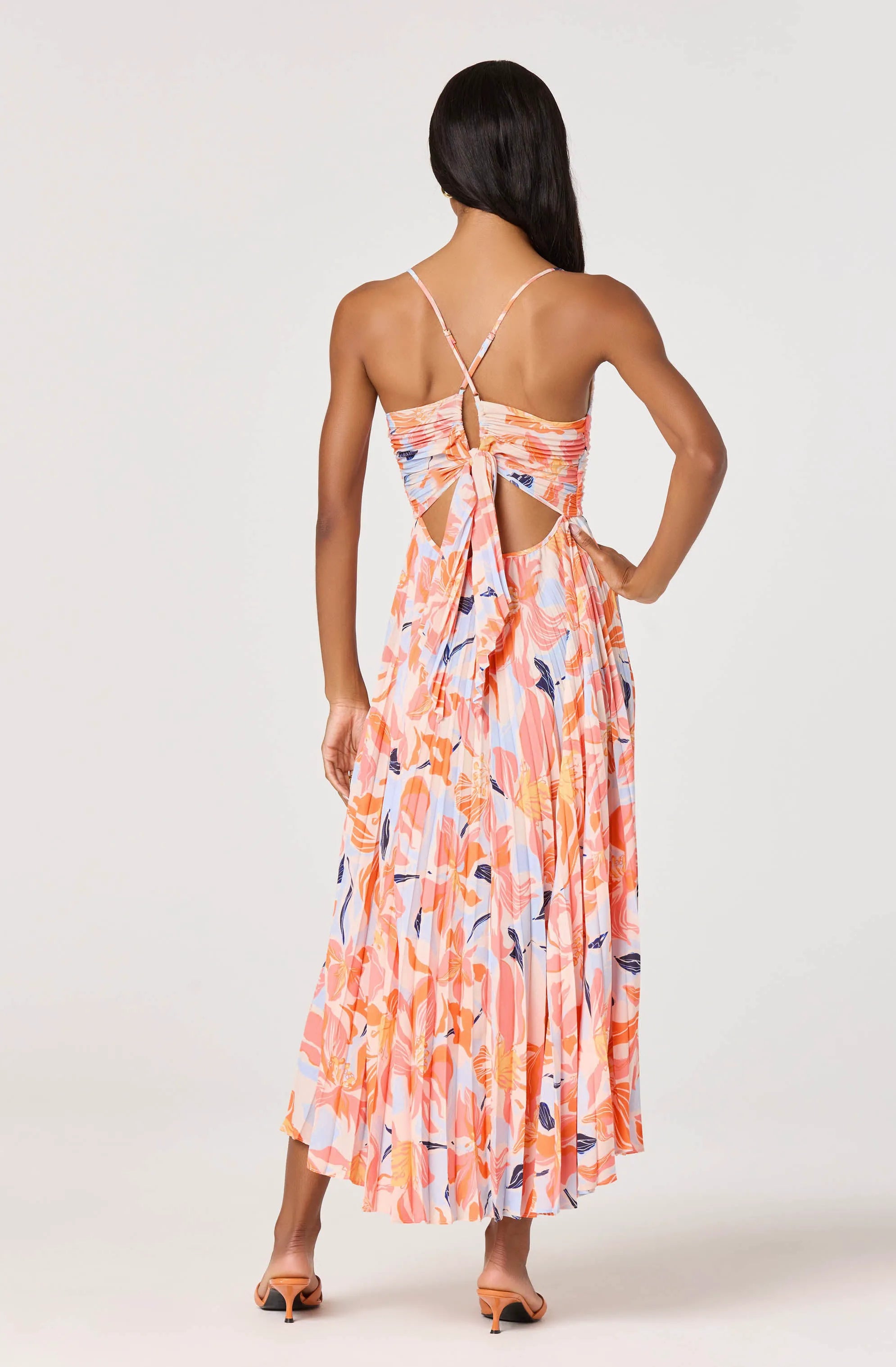 Orange blue floral