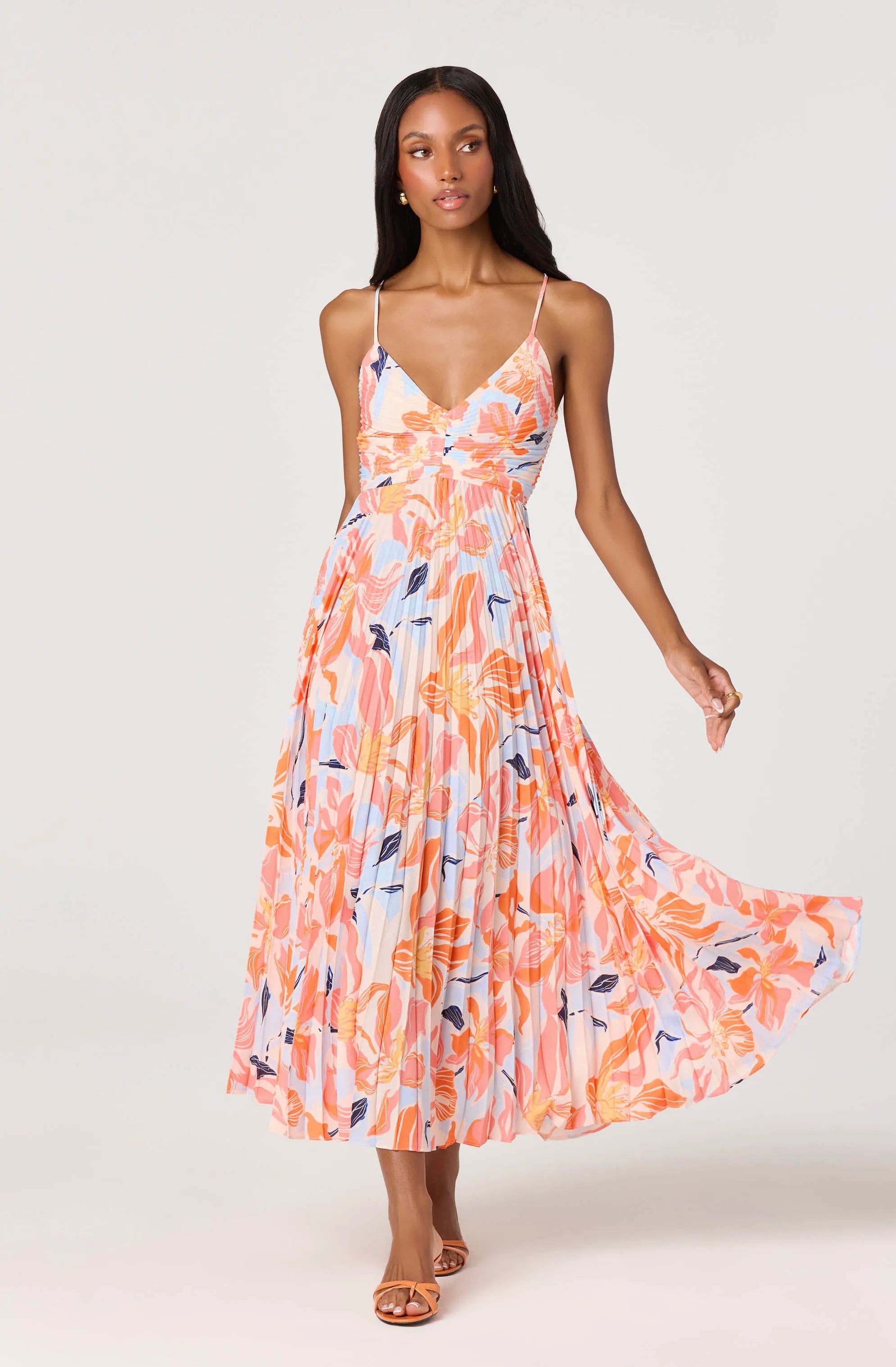Orange blue floral