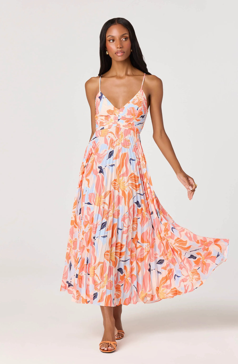 Orange blue floral