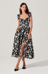 Black blue floral