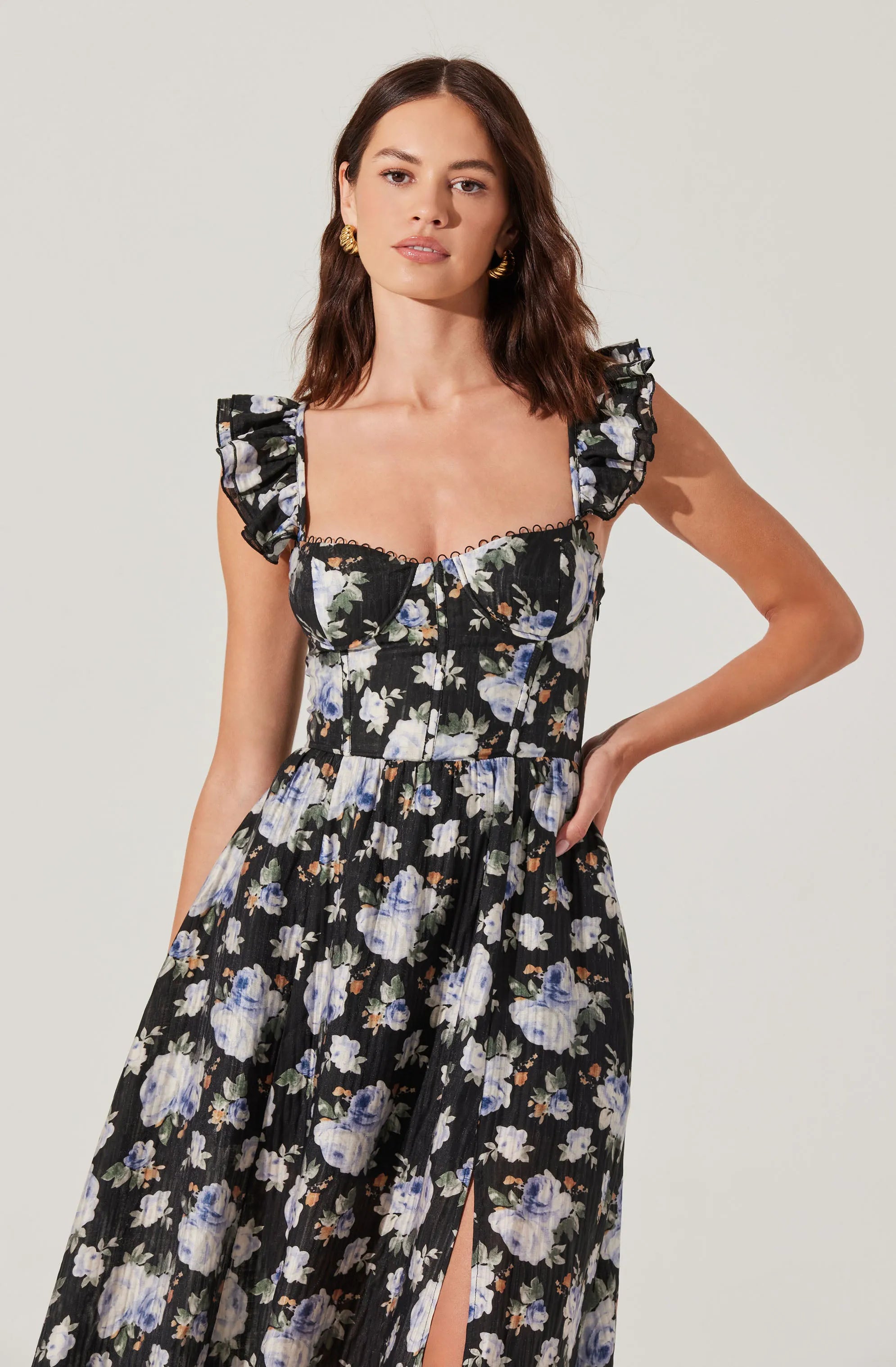 Black blue floral