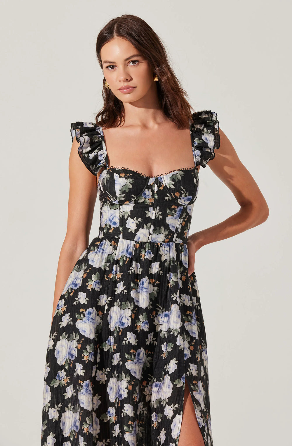 Black blue floral