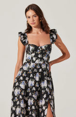 Black blue floral