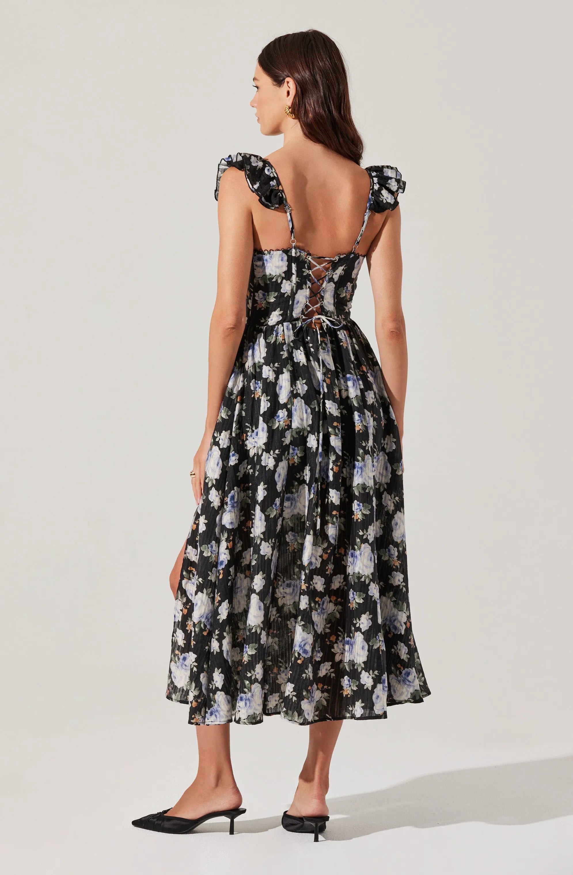Black blue floral