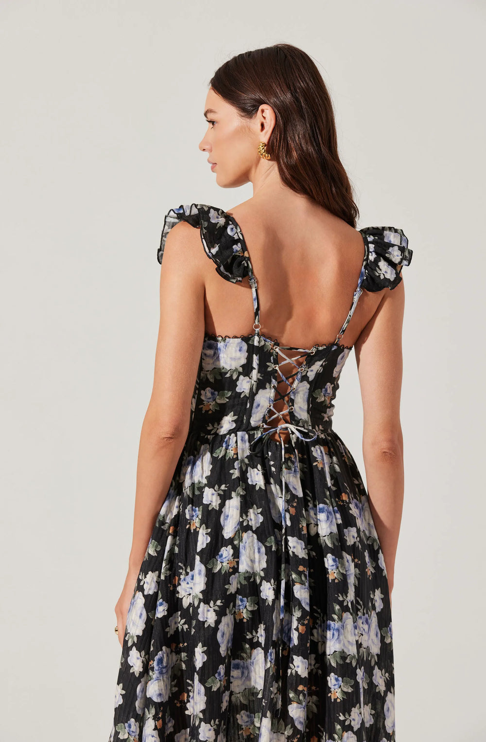 Black blue floral