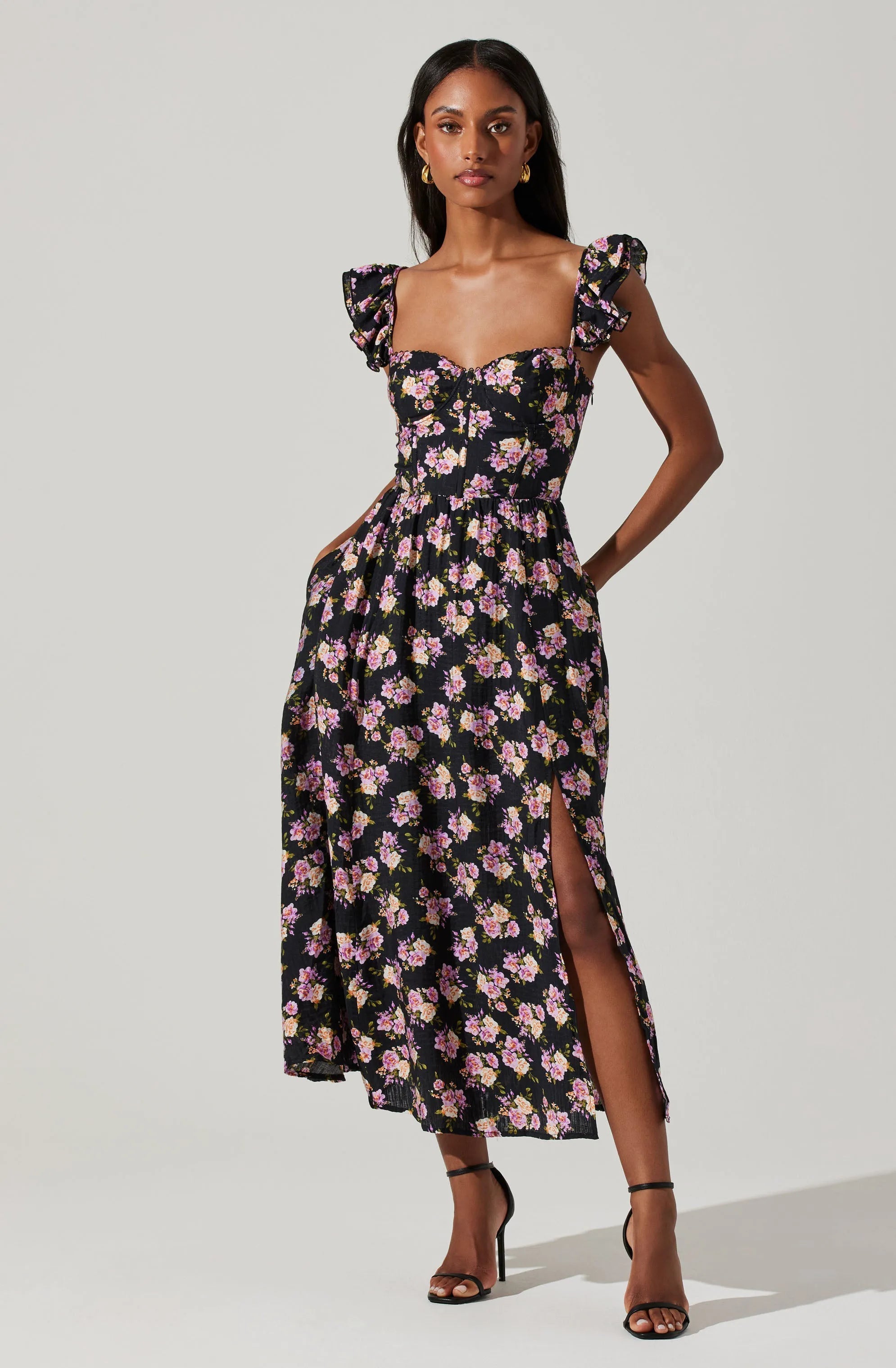 Black purple floral