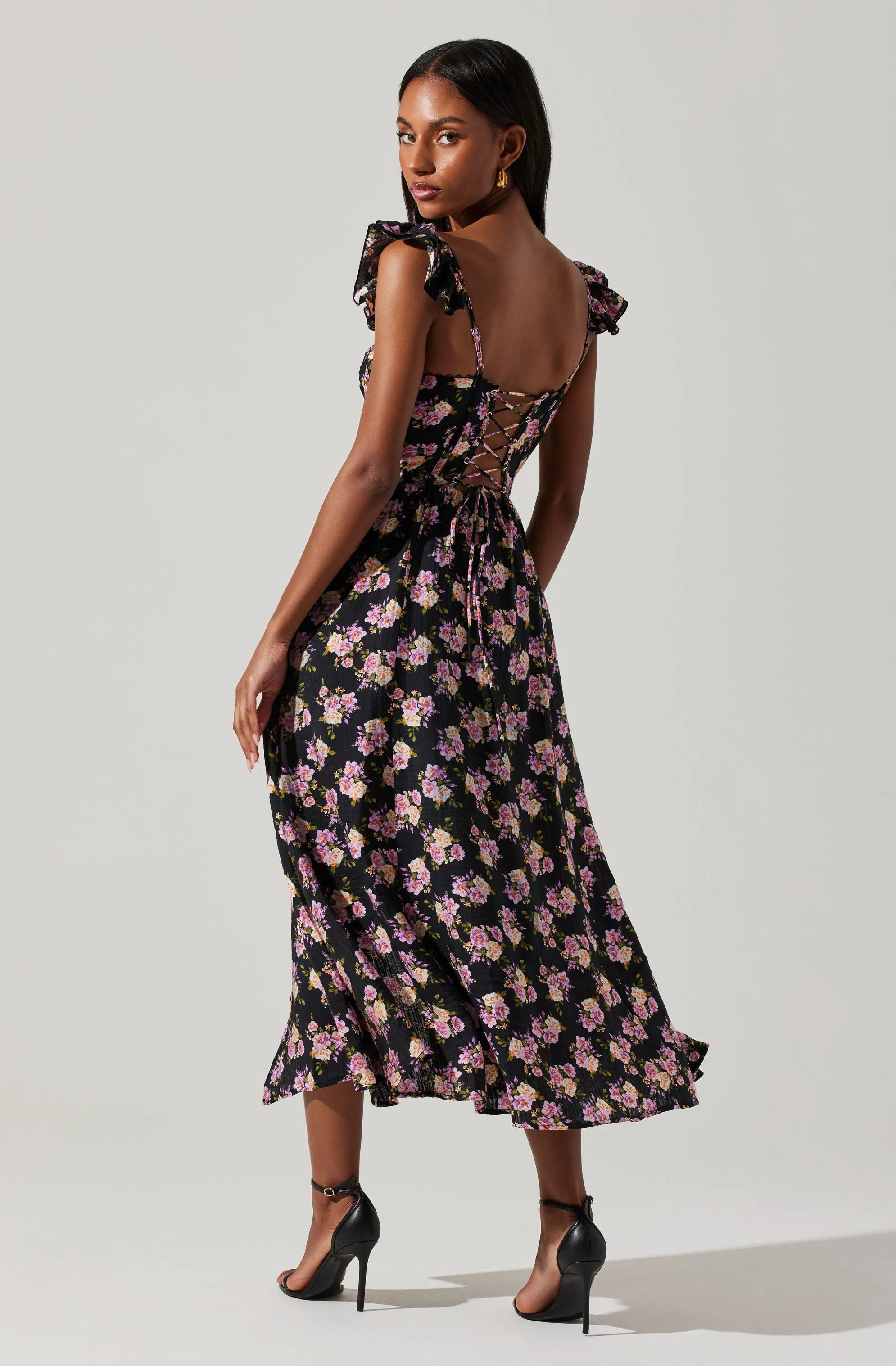 Black purple floral