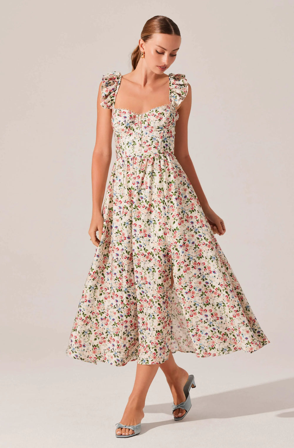 Cream multi floral