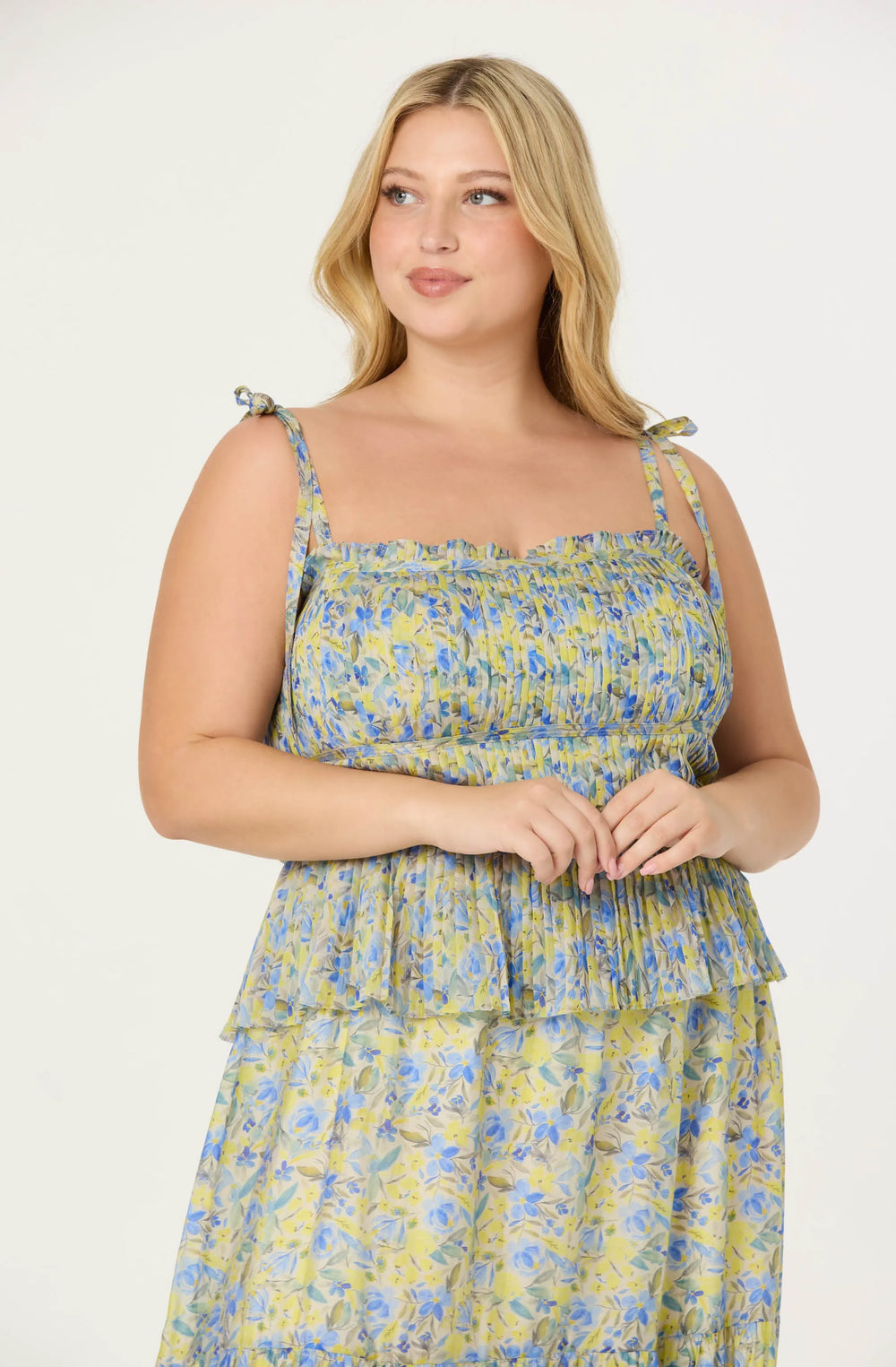 Plus Size - Blue yellow floral