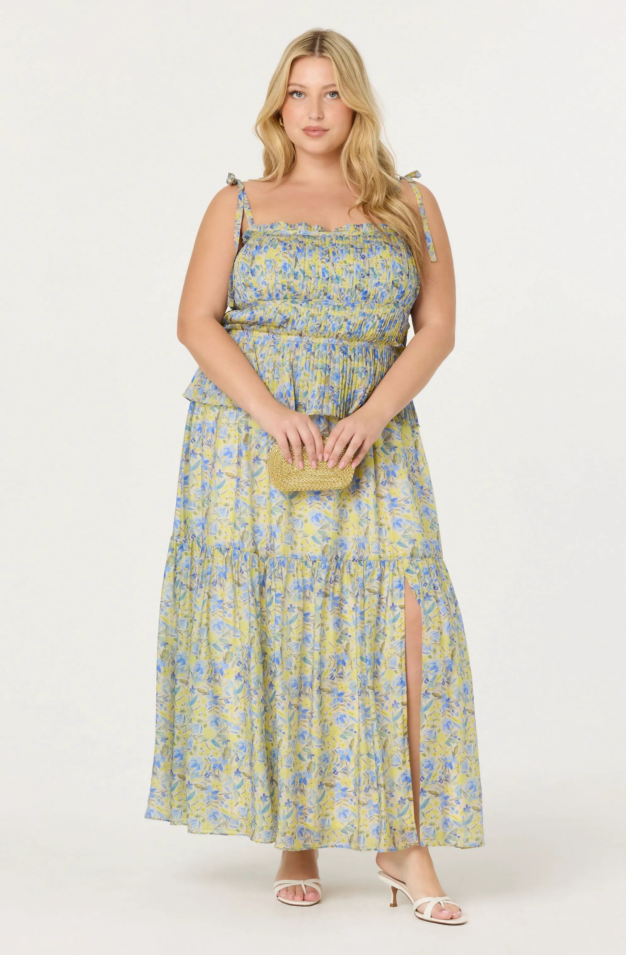 Plus Size - Blue yellow floral