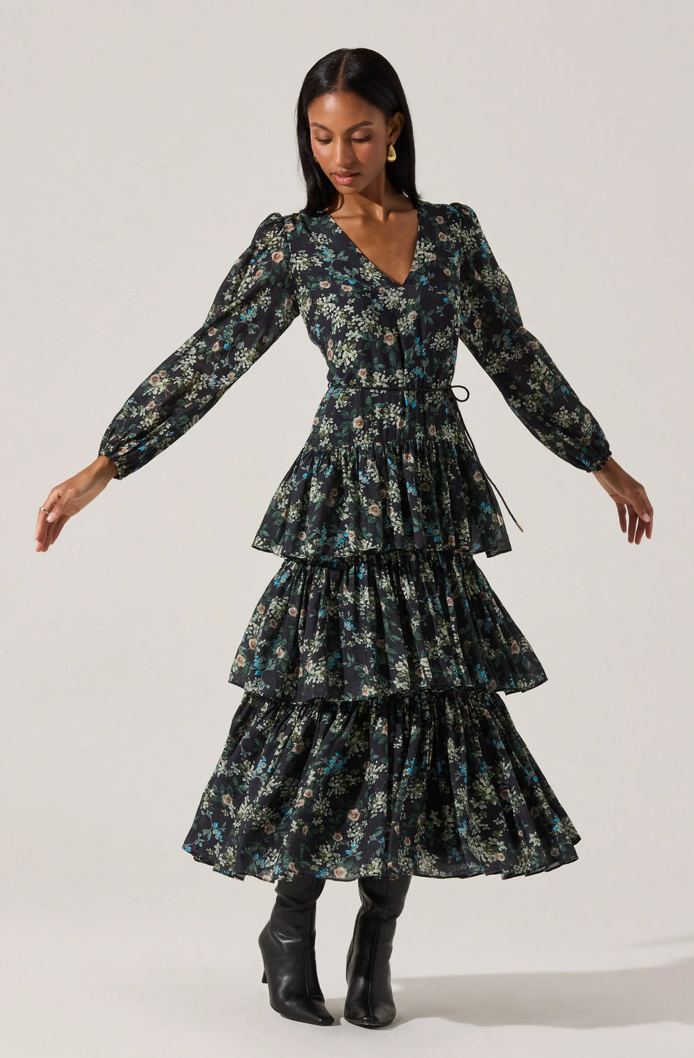 Black green floral