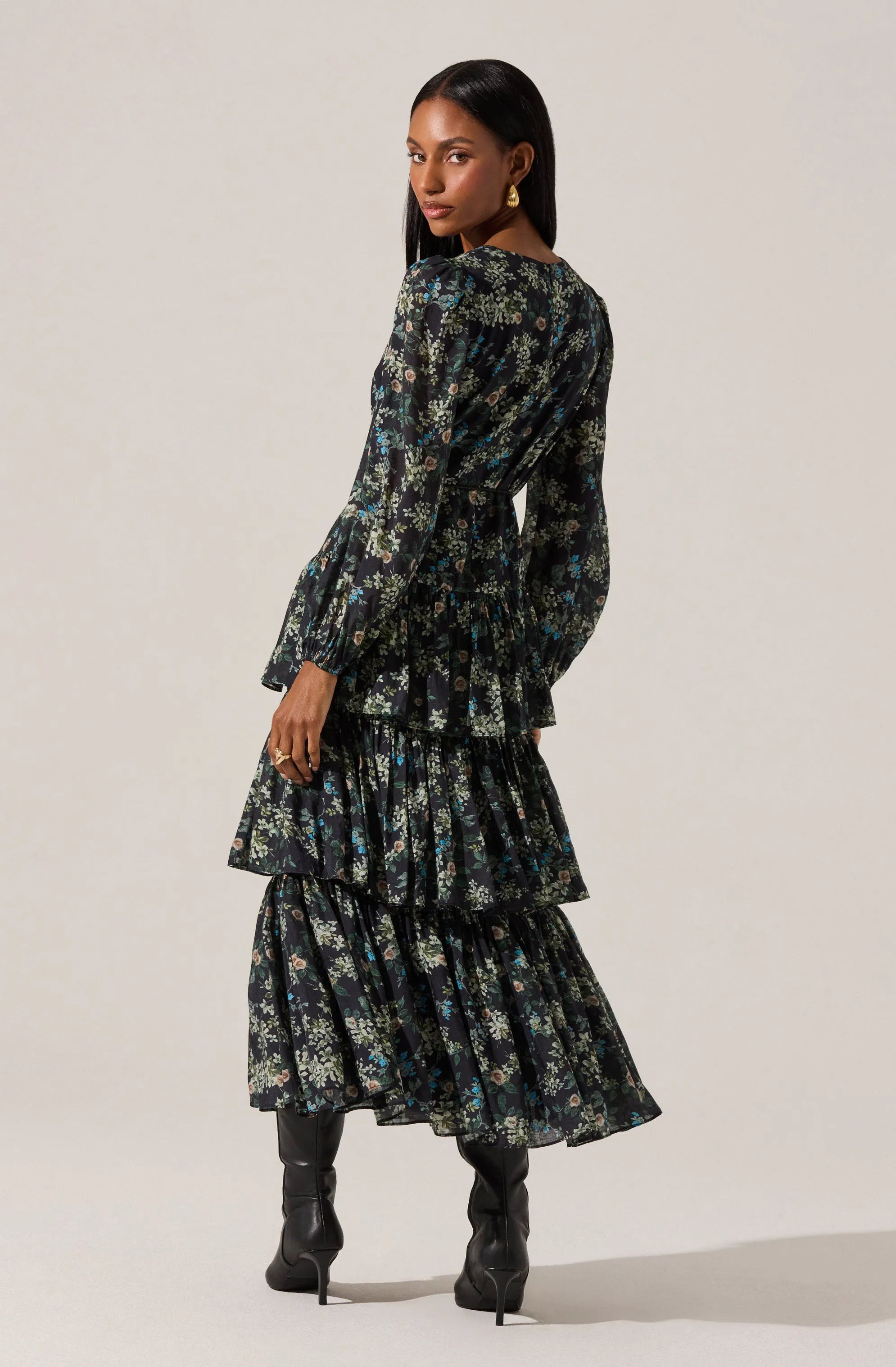Black green floral