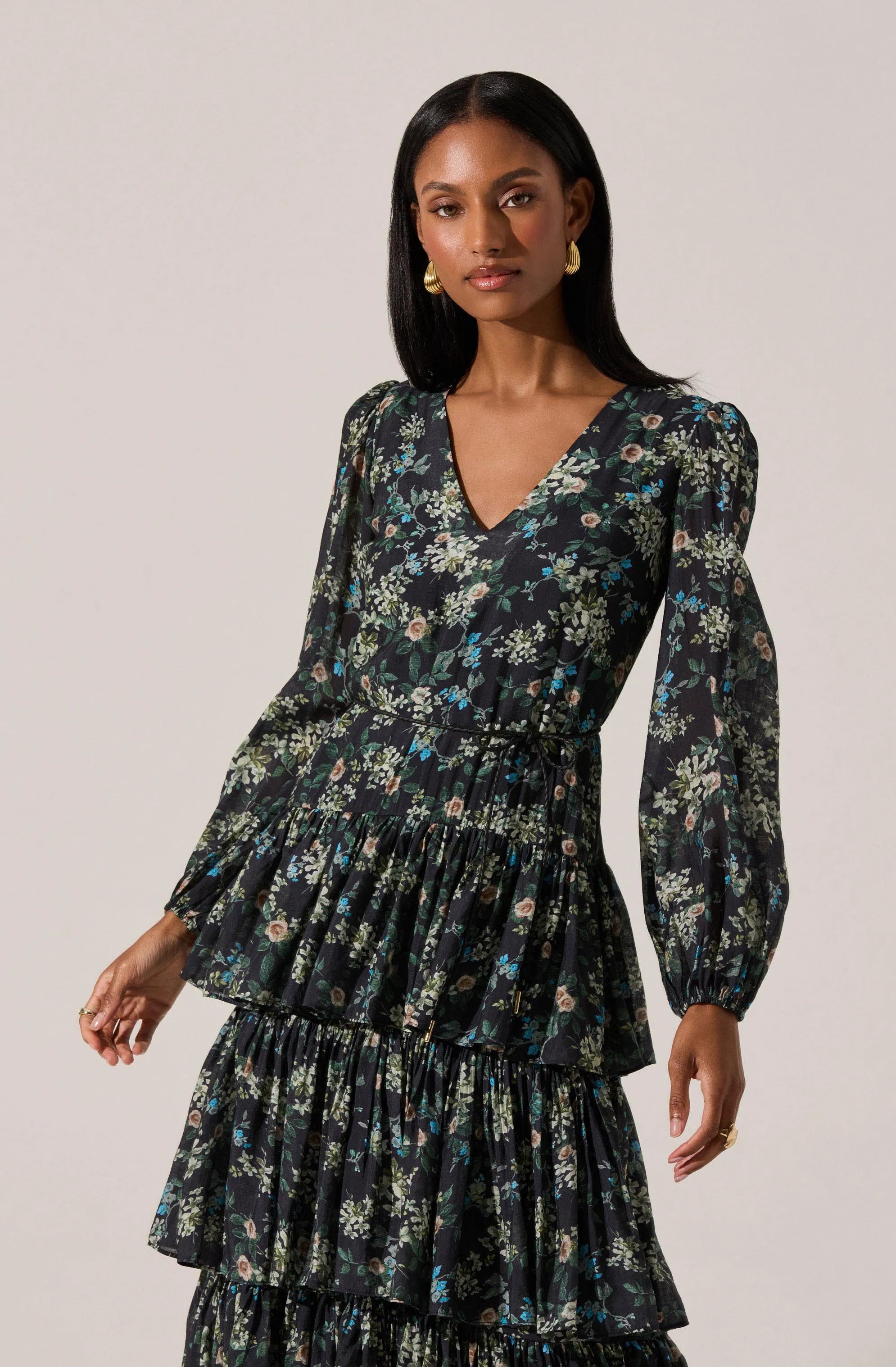 Black green floral