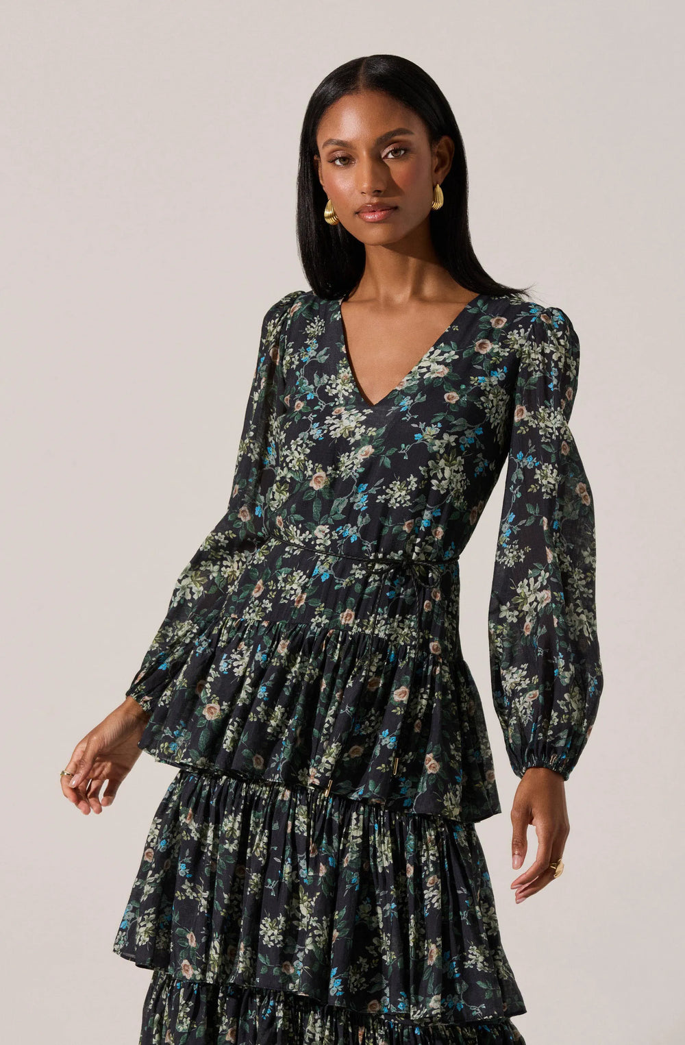 Black green floral