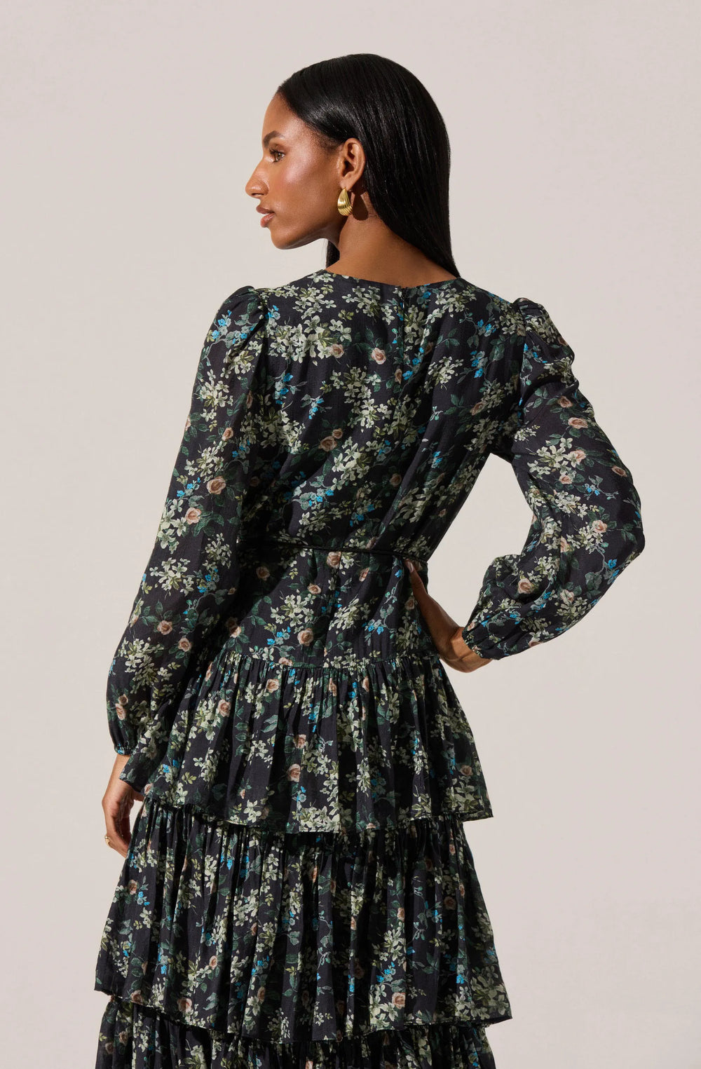 Black green floral