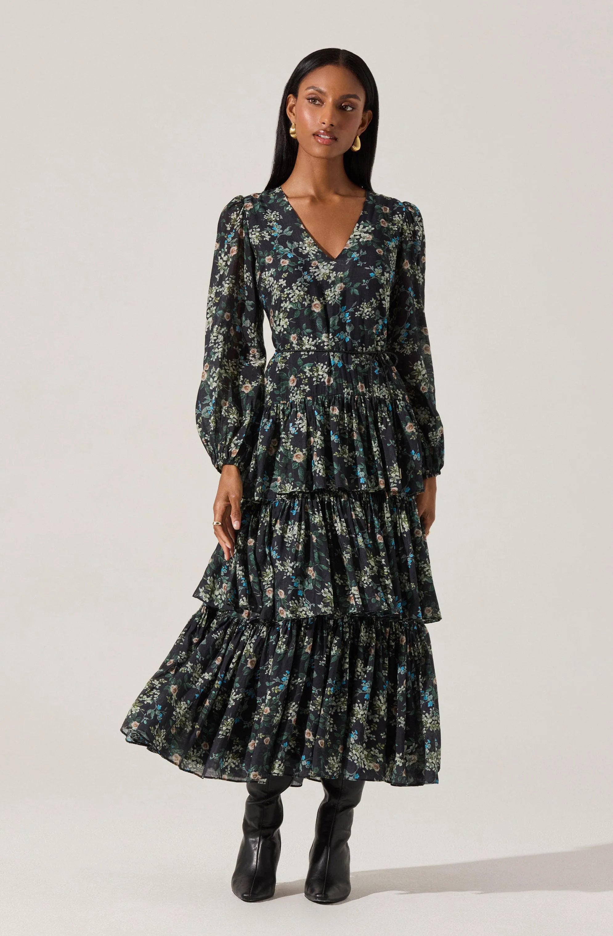 Black green floral