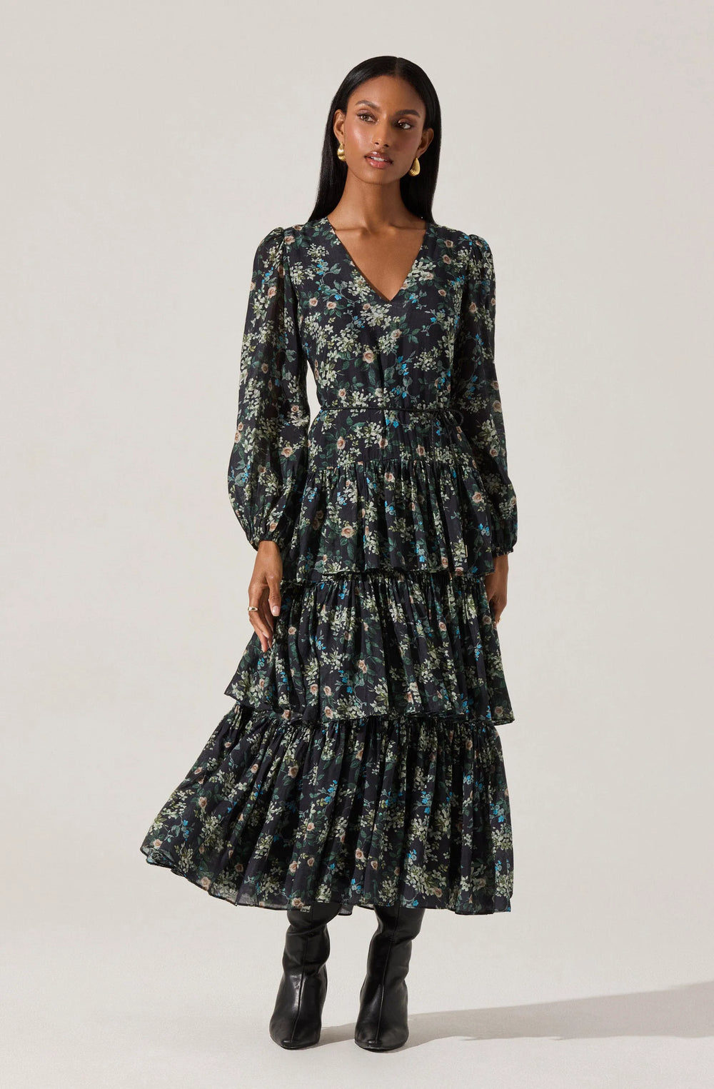 Black green floral