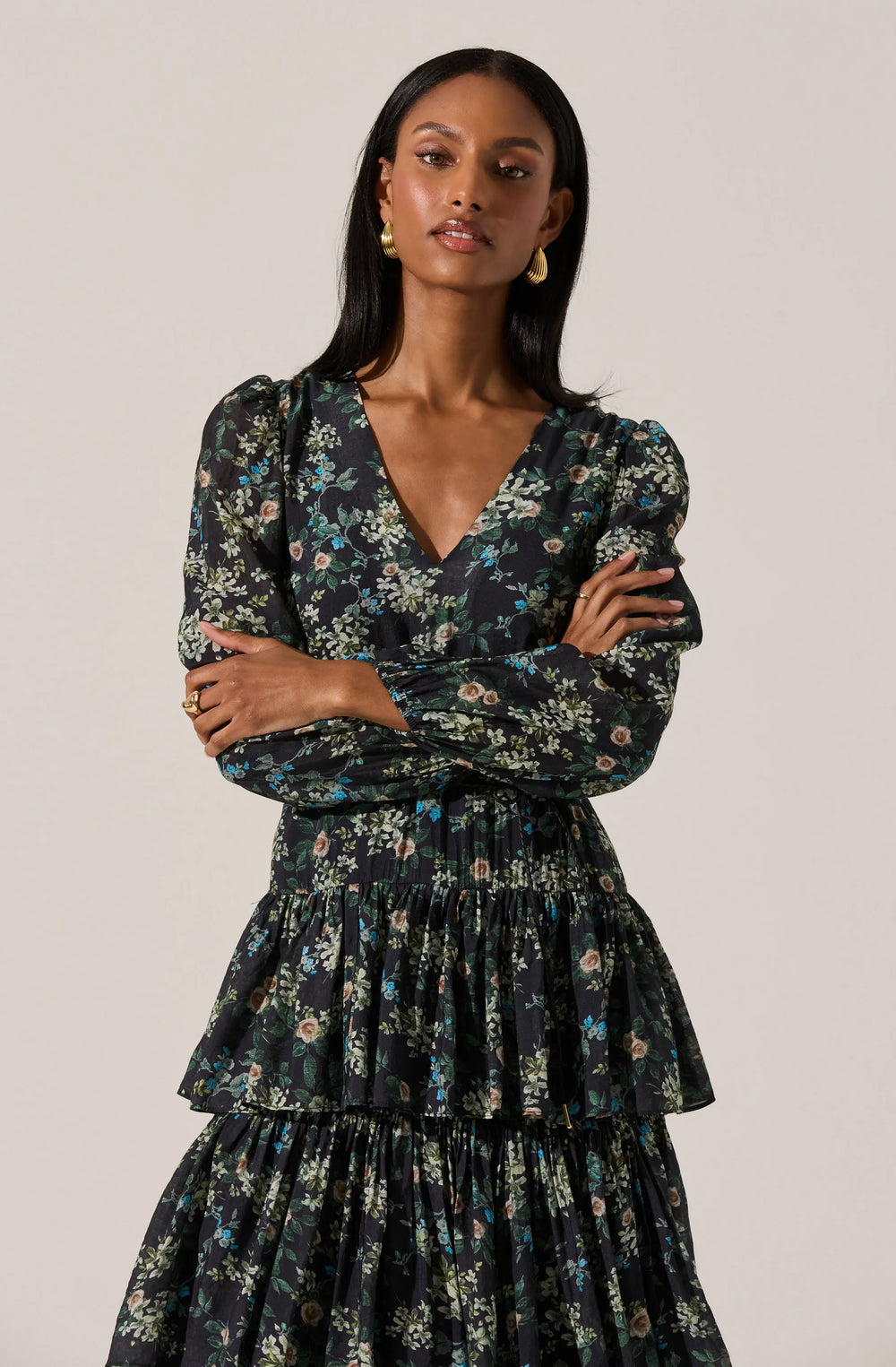Black green floral