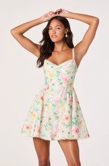 Green pink floral