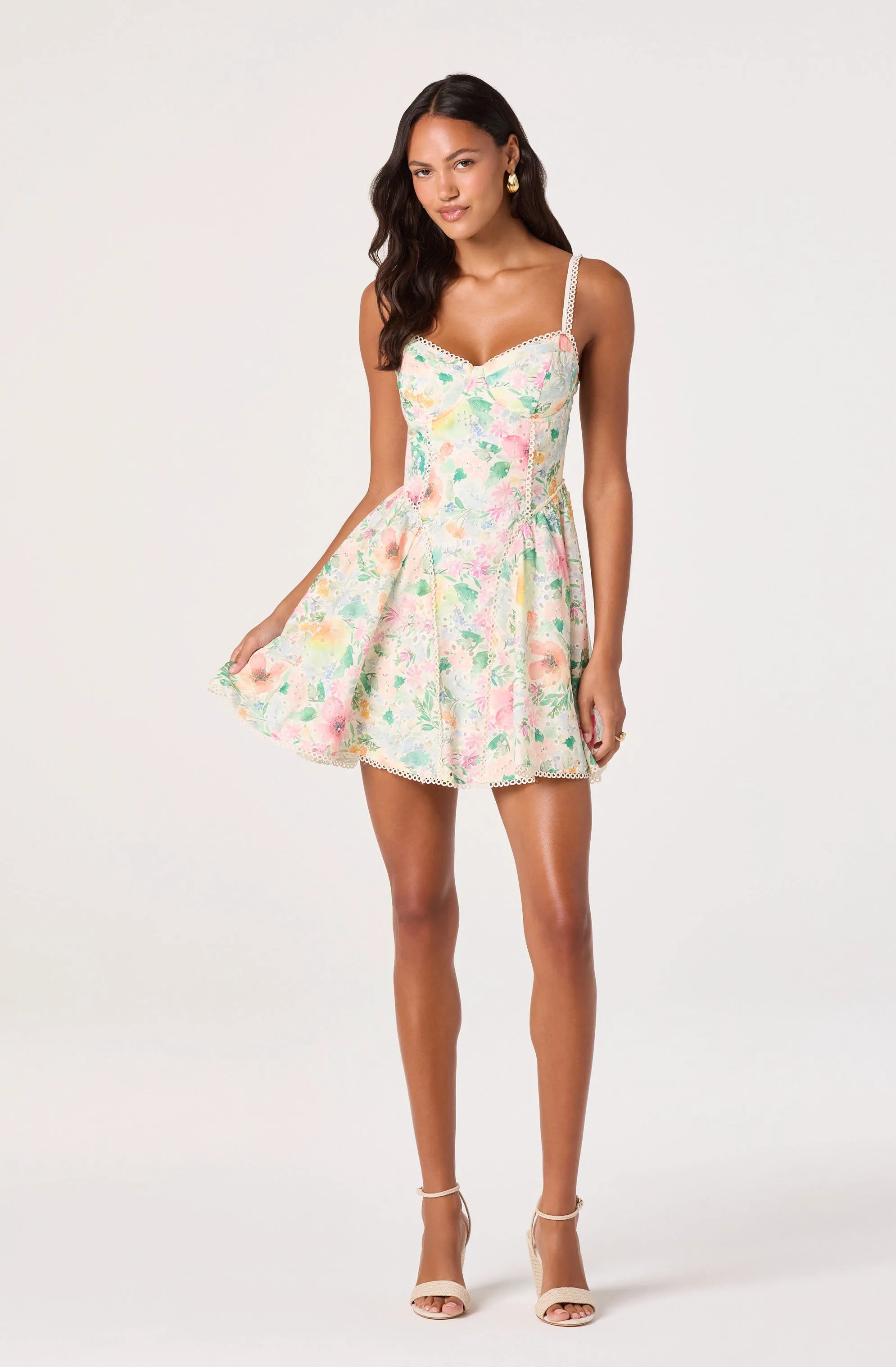 Green pink floral
