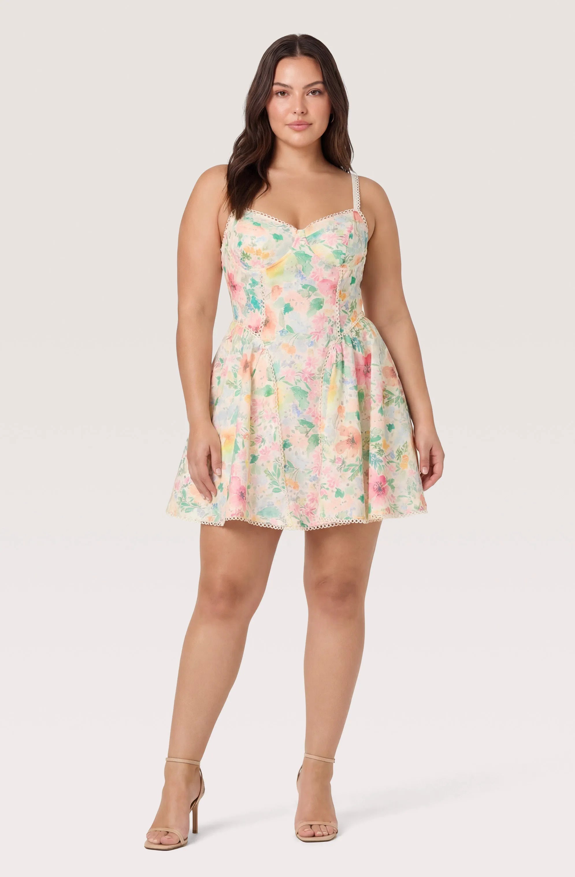 Plus Size - Green pink floral