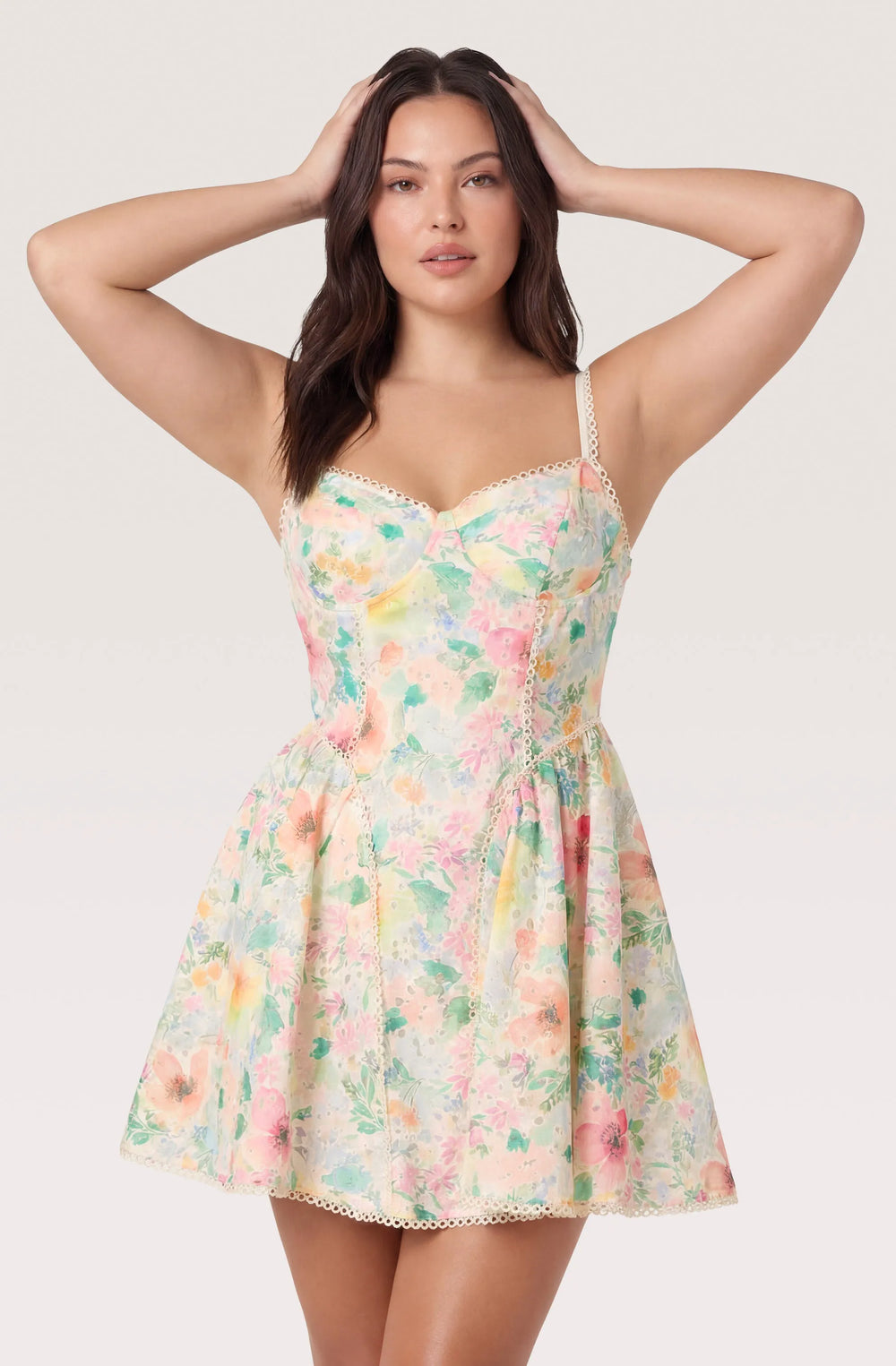 Plus Size - Green pink floral