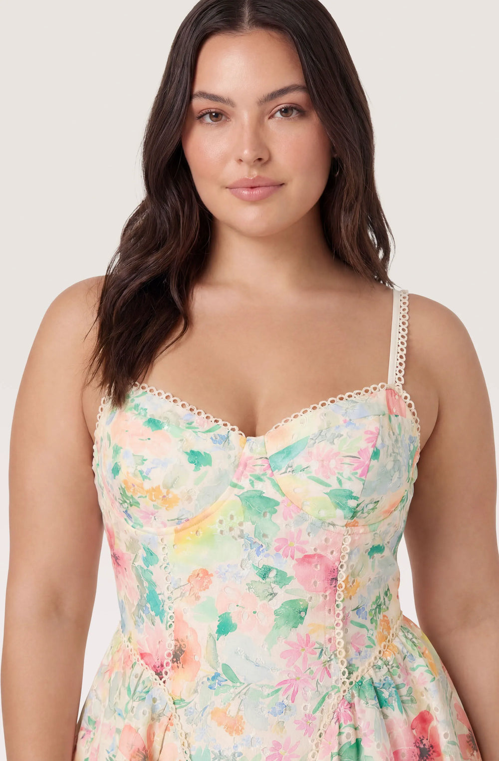 Plus Size - Green pink floral